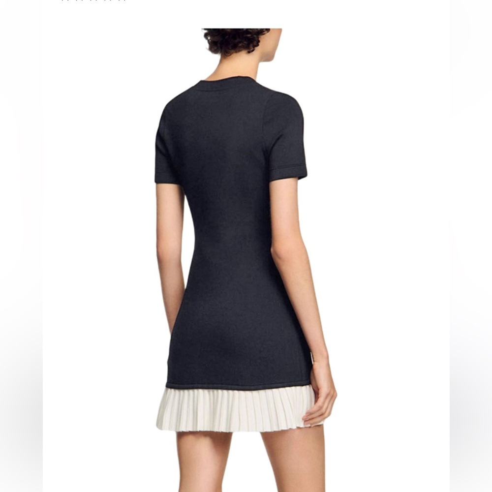Sandro Short Knit Dress with Ruffle - Picture 3 of 9